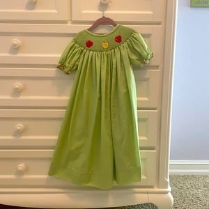 Girls size 5 smocked apple dress
